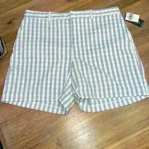 Lauren Ralph Lauren Blue White Gingham Shorts Size 12 NWT